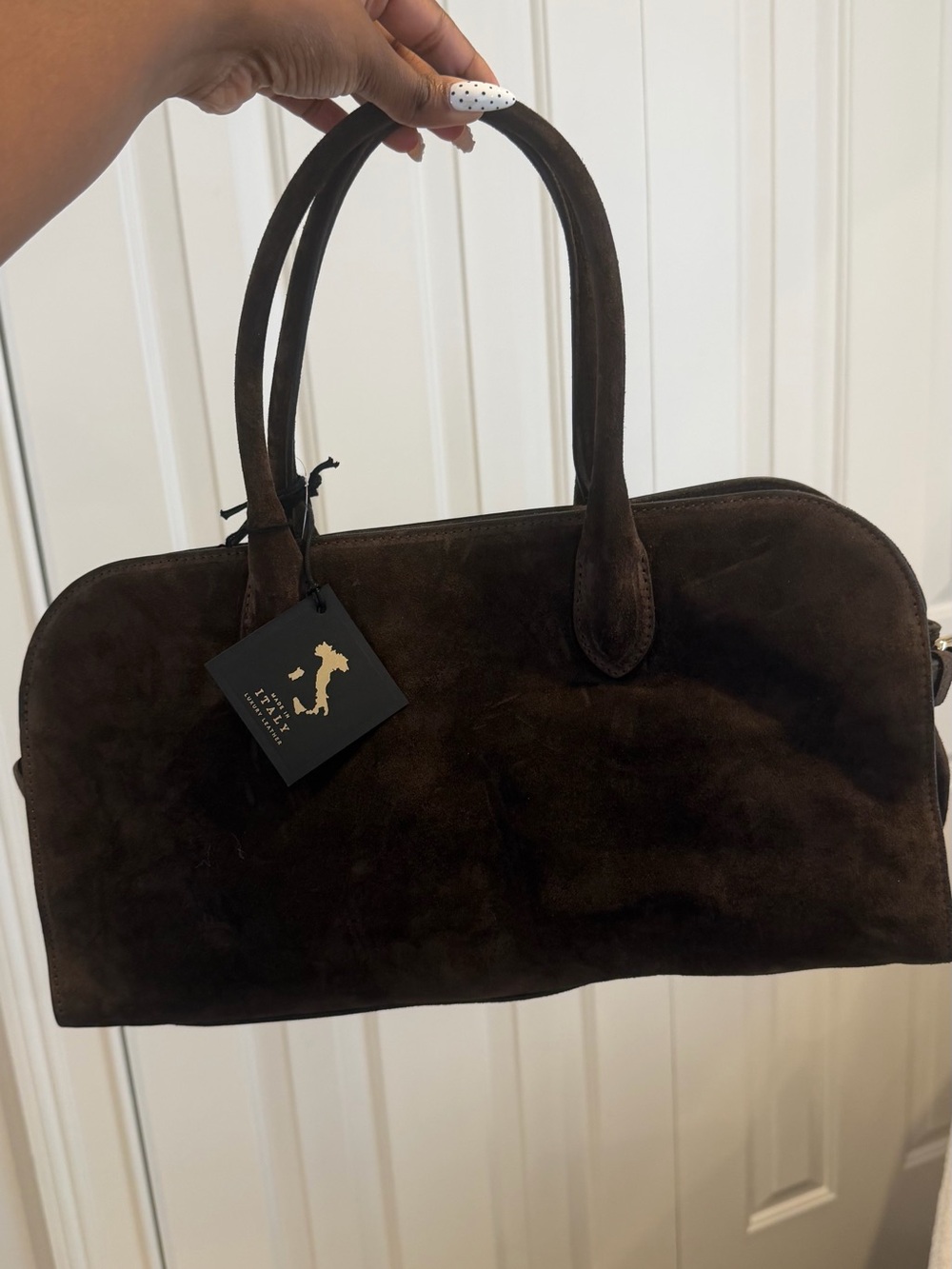 Italian Suede Holdall Bag in Dark Brown - Men Bags